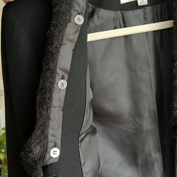 🖤 TAHARI By Arthur S.Levine Fur Collar Black Coat Jacket Vintage-Women 10 - Picture 14 of 16